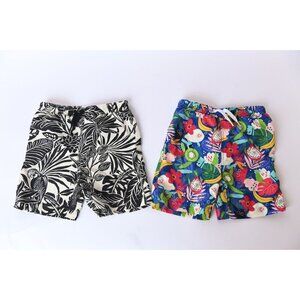 Mott50 Lot of 2 Boys Swim UPF 50 Mesh Brief Trunks SZ 10 Tropical Print